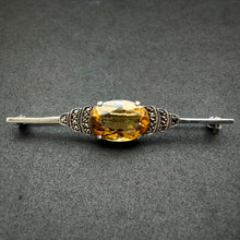 Lade das Bild in den Galerie-Viewer, Art Deco Brosche 835 Silber Citrin Markasit alt antik c. 1920
