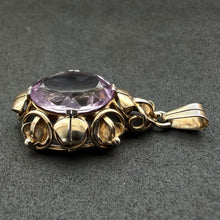 Lade das Bild in den Galerie-Viewer, Jugendstil Anhänger 935 Silber vergoldet Amethyst alt antik c. 1920
