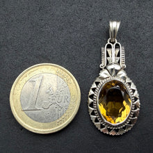 Lade das Bild in den Galerie-Viewer, Jugendstil Art Deco Anhänger Silber Citrin alt antik c. 1920
