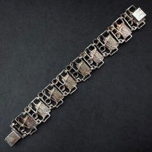 Lade das Bild in den Galerie-Viewer, Vintage Modernismus Armband Silber Amethyst Handarbeit alt 
