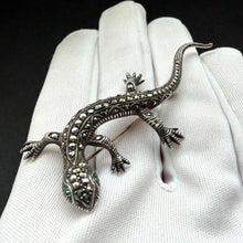 Load image into Gallery viewer, Art Deco Salamander Brosche 835 Silber Markasit Handarbeit alt antik c. 1920
