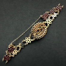 Load image into Gallery viewer, Vintage Granat Armband 900 Silber vergoldet Handarbeit Tracht
