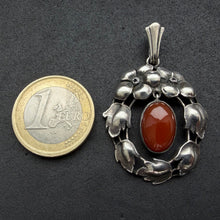Load image into Gallery viewer, Jugendstil Anhänger 800 Silber Karneol floral alt antik c. 1910
