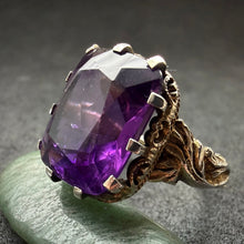 Load image into Gallery viewer, Jugendstil Ring 935 Silber vergoldet Amethyst floral Handarbeit alt antik c. 1920 RG 57
