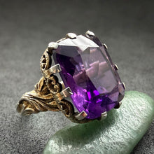 Load image into Gallery viewer, Jugendstil Ring 935 Silber vergoldet Amethyst floral Handarbeit alt antik c. 1920 RG 57

