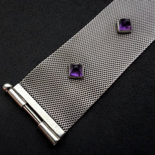 Load image into Gallery viewer, Vintage Gustav Hauber Midcentury Armband 835 Silber Amethyst Handarbeit alt c. 1950
