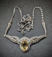 Load image into Gallery viewer, Antique Art Nouveau Art Deco necklace 800 silver citrine marcasite old approx. 1920

