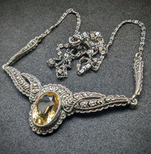 Load image into Gallery viewer, Antique Art Nouveau Art Deco necklace 800 silver citrine marcasite old approx. 1920
