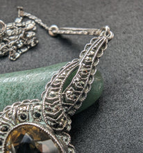 Load image into Gallery viewer, Antique Art Nouveau Art Deco necklace 800 silver citrine marcasite old approx. 1920
