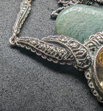 Load image into Gallery viewer, Antique Art Nouveau Art Deco necklace 800 silver citrine marcasite old approx. 1920
