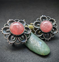 Load image into Gallery viewer, Vintage earrings 835 silver rose quartz costume old
