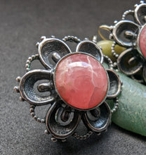 Load image into Gallery viewer, Vintage earrings 835 silver rose quartz costume old
