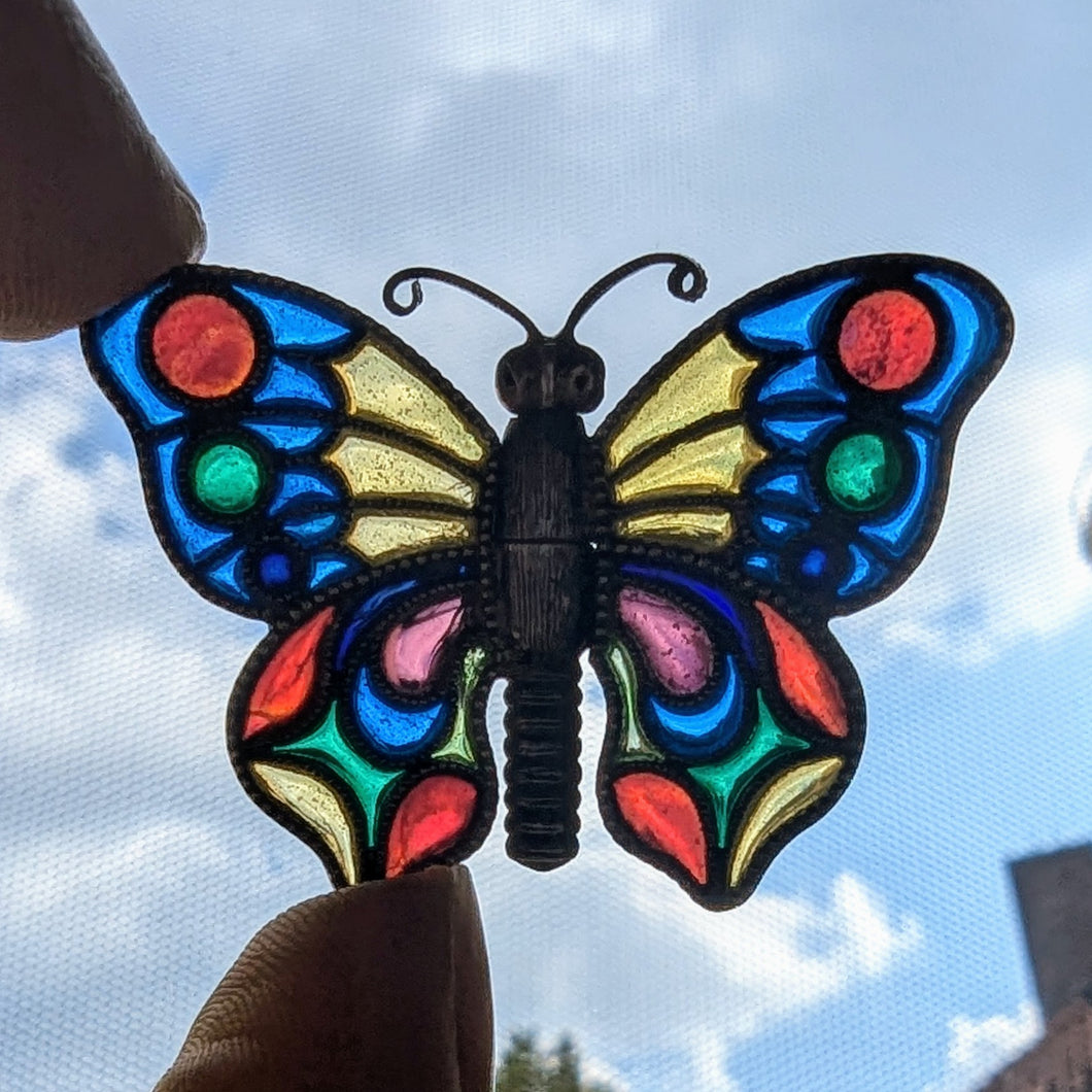 Jugendstil Schmetterling Brosche Georg Adam Scheid GAS Silber Fensteremaille S