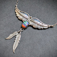 Load image into Gallery viewer, Navajo Inlay Collier Paula Armstrong Sterling Silber 925 Türkis Spiny Oyster
