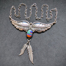 Load image into Gallery viewer, Navajo Inlay Collier Paula Armstrong Sterling Silber 925 Türkis Spiny Oyster
