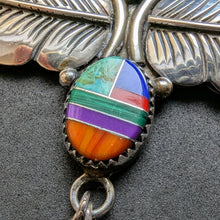 Load image into Gallery viewer, Navajo Inlay Collier Paula Armstrong Sterling Silber 925 Türkis Spiny Oyster
