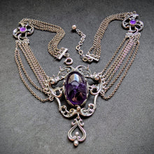 Load image into Gallery viewer, Vintage Tracht Designer Collier Kette Amethyst 835 Silber BAS alt S
