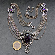 Load image into Gallery viewer, Vintage Tracht Designer Necklace Amethyst 835 Silver BAS old S
