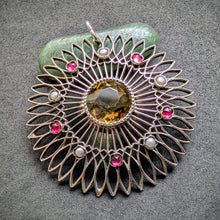 Lade das Bild in den Galerie-Viewer, Jugendstil Anhänger Silber Citrin Granat Perle Handarbeit alt antik c. 1910 S
