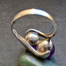 Lade das Bild in den Galerie-Viewer, Art Deco Ring 835 Silber Amethyst Kugeln Markasit alt antik c. 1920 RG 58 S

