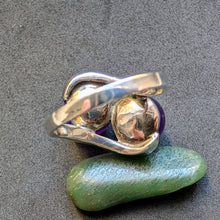 Lade das Bild in den Galerie-Viewer, Art Deco Ring 835 Silber Amethyst Kugeln Markasit alt antik c. 1920 RG 58 S
