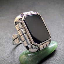 Lade das Bild in den Galerie-Viewer, Art Deco Ring 835 Silber Onyx alt antik c. 1920 RG 57 S
