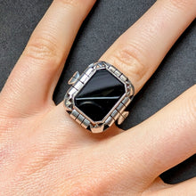 Lade das Bild in den Galerie-Viewer, Art Deco Ring 835 Silber Onyx alt antik c. 1920 RG 57 S
