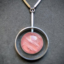 Lade das Bild in den Galerie-Viewer, Modernismus Designer Collier Kette N.E. From Denmark 925 Silber Rosenquarz S
