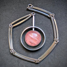 Lade das Bild in den Galerie-Viewer, Modernismus Designer Collier Kette N.E. From Denmark 925 Silber Rosenquarz S
