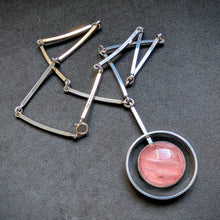 Lade das Bild in den Galerie-Viewer, Modernismus Designer Collier Kette N.E. From Denmark 925 Silber Rosenquarz S

