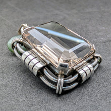 Lade das Bild in den Galerie-Viewer, Jugendstil Art Deco Anhänger 835 Silber Rauchquarz Handarbeit alt antik S
