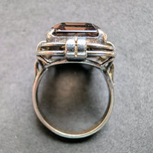 Lade das Bild in den Galerie-Viewer, Art Deco Ring 835 Silber Rauchquarz alt antik c. 1920 RG 56 S

