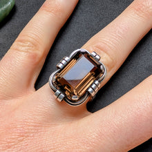 Lade das Bild in den Galerie-Viewer, Art Deco Ring 835 Silber Rauchquarz alt antik c. 1920 RG 56 S
