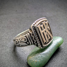 Lade das Bild in den Galerie-Viewer, Jugendstil Monogramm Ring 900 Silber HK KH alt c. 1920 RG 63 S
