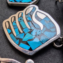 Load image into Gallery viewer, Turquoise Necklace Inlay Work Hand Alvaro Taxco Mexico 925 Sterling Silver S

