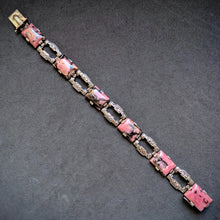 Lade das Bild in den Galerie-Viewer, Art Deco Armband 830 Silber Rhodonit Markasit Handarbeit alt c. 1920 S
