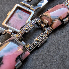 Lade das Bild in den Galerie-Viewer, Art Deco Armband 830 Silber Rhodonit Markasit Handarbeit alt c. 1920 S

