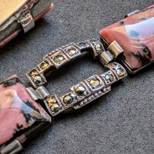 Lade das Bild in den Galerie-Viewer, Art Deco Armband 830 Silber Rhodonit Markasit Handarbeit alt c. 1920 S
