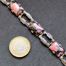 Lade das Bild in den Galerie-Viewer, Art Deco Armband 830 Silber Rhodonit Markasit Handarbeit alt c. 1920 S
