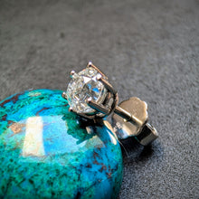 Lade das Bild in den Galerie-Viewer, Ohrstecker 950 Platin Diamant Old Mine Cut c. 0,60 Carat Ohrring einzeln S
