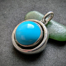 Load image into Gallery viewer, Vintage Anhänger 835 Silber Türkis Midcentury alt c. 1950 S
