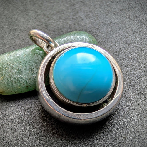 Vintage Anhänger 835 Silber Türkis Midcentury alt c. 1950 S