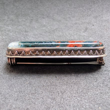 Load image into Gallery viewer, Art Deco Retro Brooch Granulation Silver Moss Agate Handmade Old c. 1930 S

