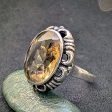 Lade das Bild in den Galerie-Viewer, Jugendstil Art Deco Ring 835 Silber Citrin alt antik c. 1920 RG 53 S
