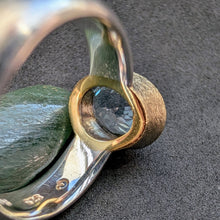 Load image into Gallery viewer, Designer ring aquamarine blue 925 silver gold frame modern RG 58 S
