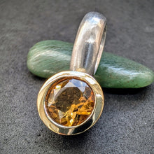 Load image into Gallery viewer, Designer Anhänger Citrin orange gelb 925 Silber teilvergoldet S

