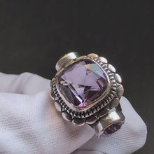 Load and play video in Gallery viewer, Art Nouveau Art Deco Ring 900 Silver Amethyst Design old antique c. 1920 RG 49 S

