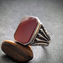 Load image into Gallery viewer, Jugendstil Art Deco Ring 835 Silber Karneol Handarbeit alt c. 1920 RG 61 S
