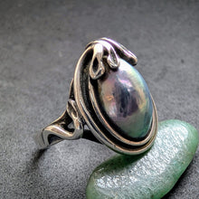 Lade das Bild in den Galerie-Viewer, Vintage Designer Ring 925 Silber Abalone RG 56 S
