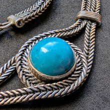 Load image into Gallery viewer, Gustav Hauber Designer Collier 835 Silber Türkis Midcentury alt c. 1960s S
